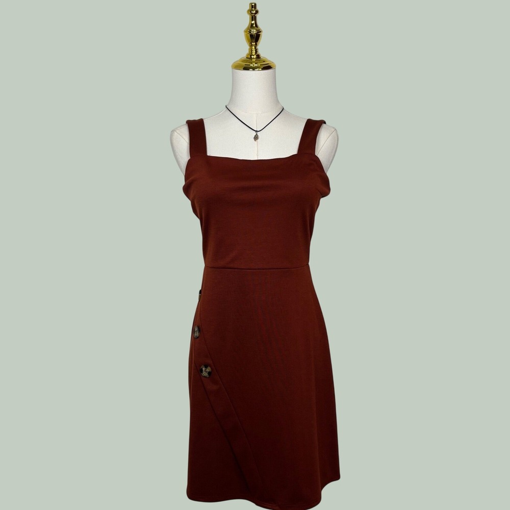 derek heart Y2K chestnut brown mini dress buttons boho earthy artsy beach hippie